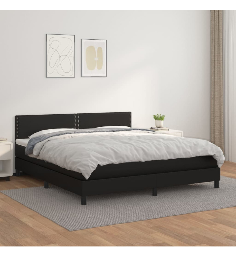 Lit à sommier tapissier avec matelas Noir 160x200 cm Lit à sommier tapissier avec matelas Noir 160x200 cm