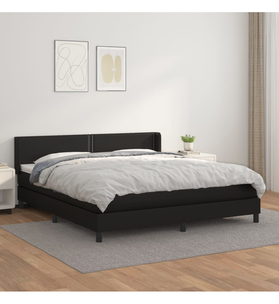 Lit à sommier tapissier avec matelas Noir 160x200 cm Lit à sommier tapissier avec matelas Noir 160x200 cm