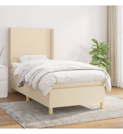 Lit à sommier tapissier avec matelas Crème 90x200 cm Tissu