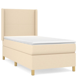 Lit à sommier tapissier avec matelas Crème 90x200 cm Tissu
