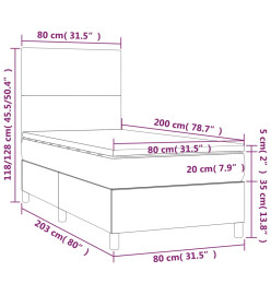 Sommier tapissier et matelas et LED Bleu foncé 80x200cm Velours