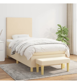 Lit à sommier tapissier avec matelas Crème 90x200 cm Tissu
