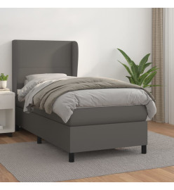 Lit à sommier tapissier avec matelas Gris 90x200 cm Similicuir