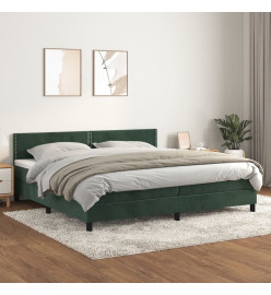 Lit à sommier tapissier et matelas Vert foncé 200x200cm Velours