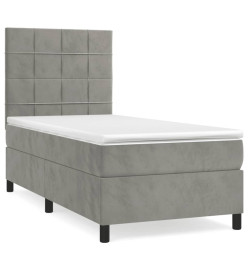 Lit à sommier tapissier et matelas Gris clair 90x200 cm Velours