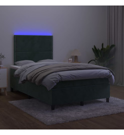 Sommier tapissier matelas et LED Vert foncé 120x200 cm Velours