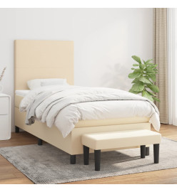 Lit à sommier tapissier et matelas Crème 90x190 cm Tissu