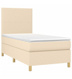 Lit à sommier tapissier et matelas Crème 90x190 cm Tissu