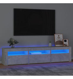 Meuble TV avec lumières LED Gris béton 180x35x40 cm