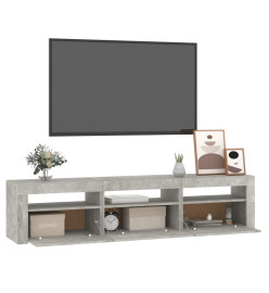 Meuble TV avec lumières LED Gris béton 180x35x40 cm