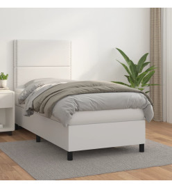 Lit à sommier tapissier avec matelas Blanc 90x200 cm Similicuir