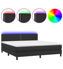 Sommier tapissier avec matelas et LED Noir 180x200cm Similicuir