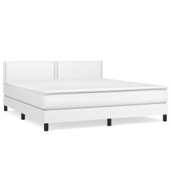 Lit à sommier tapissier avec matelas Blanc 180x200cm Similicuir