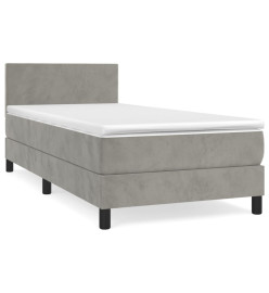 Lit à sommier tapissier et matelas Gris clair 90x190 cm Velours