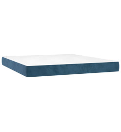 Sommier tapissier matelas et LED Bleu foncé 180x200 cm Velours