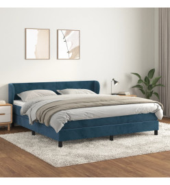 Lit à sommier tapissier et matelas Bleu foncé 180x200cm Velours