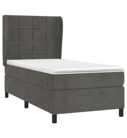 Lit à sommier tapissier et matelas Gris foncé 90x200 cm Velours