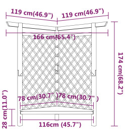 Pergola d'angle avec banc 166x81x174 cm Bois de pin imprégné