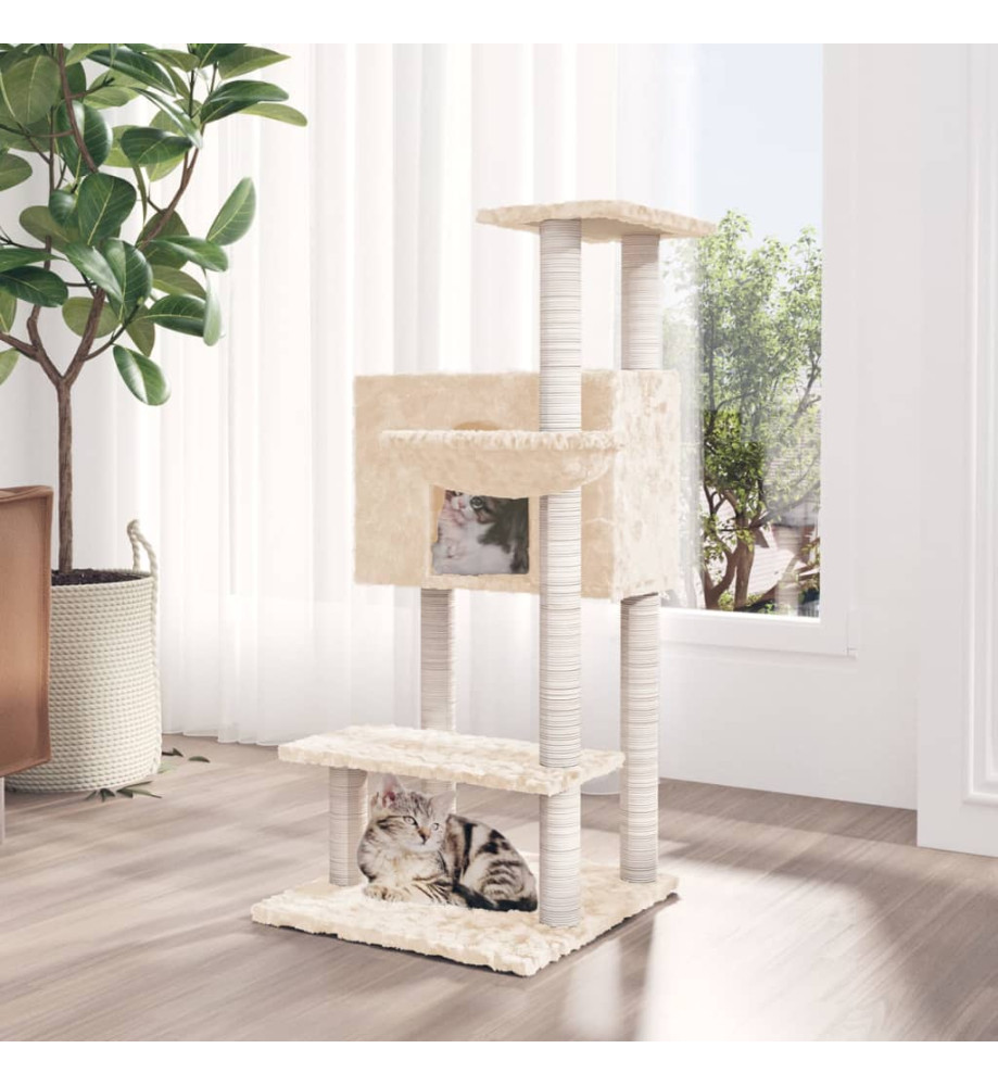 Arbre à chat avec griffoirs en sisal Crème 108,5 cm