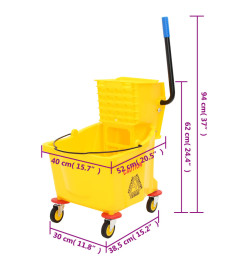 Chariot de nettoyage avec seau à serpillière polypropylène