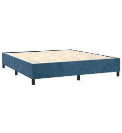 Lit à sommier tapissier et matelas Bleu foncé 160x200cm Velours
