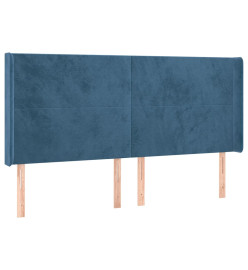 Sommier tapissier matelas et LED Bleu foncé 160x200 cm Velours