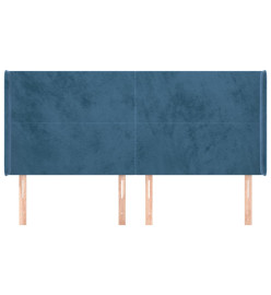 Tête de lit avec oreilles Bleu foncé 163x16x118/128 cm Velours