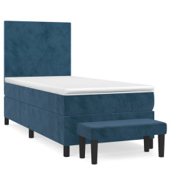 Lit à sommier tapissier et matelas Bleu foncé 80x200 cm Velours