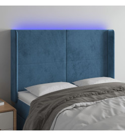 Tête de lit à LED Bleu foncé 147x16x118/128 cm Velours