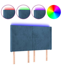 Tête de lit à LED Bleu foncé 147x16x118/128 cm Velours