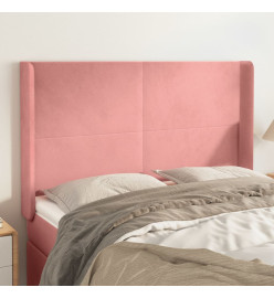 Tête de lit avec oreilles Rose 147x16x118/128 cm Velours