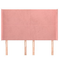 Tête de lit avec oreilles Rose 147x16x118/128 cm Velours