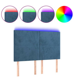 Tête de lit à LED Bleu foncé 144x5x118/128 cm Velours