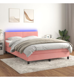 Sommier tapissier avec matelas et LED Rose 140x200 cm Velours