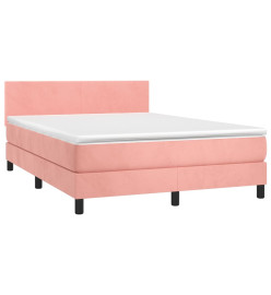 Sommier tapissier avec matelas et LED Rose 140x200 cm Velours