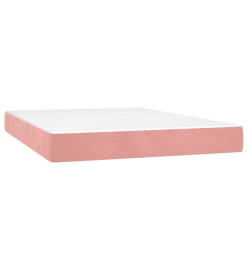 Sommier tapissier avec matelas et LED Rose 140x200 cm Velours