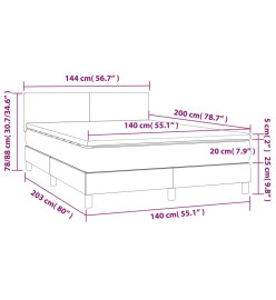 Sommier tapissier avec matelas et LED Rose 140x200 cm Velours