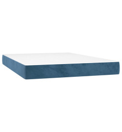 Sommier tapissier matelas et LED Bleu foncé 140x200 cm Velours