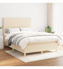 Lit à sommier tapissier avec matelas Crème 140x200 cm Tissu