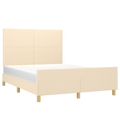 Cadre de lit avec tête de lit Crème 140x200 cm Tissu