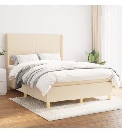 Lit à sommier tapissier avec matelas Crème 140x200 cm Tissu