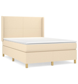 Lit à sommier tapissier avec matelas Crème 140x200 cm Tissu