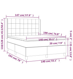 Sommier tapissier avec matelas et LED Bleu 140x190 cm Tissu
