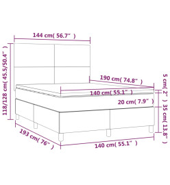 Sommier tapissier avec matelas et LED Bleu 140x190 cm Tissu