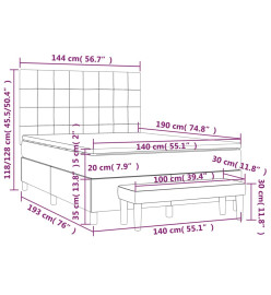 Lit à sommier tapissier avec matelas Taupe 140x190 cm Tissu
