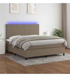 Sommier tapissier avec matelas et LED Taupe 160x200 cm Tissu
