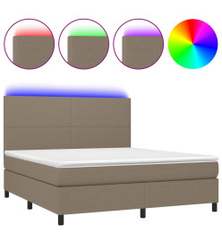 Sommier tapissier avec matelas et LED Taupe 160x200 cm Tissu