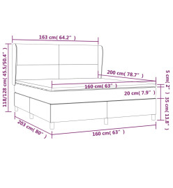 Lit à sommier tapissier avec matelas Bleu 160x200 cm Tissu