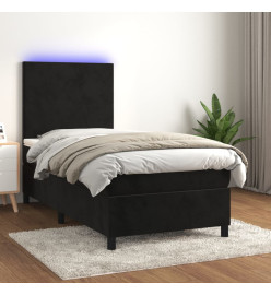 Sommier tapissier avec matelas et LED Noir 80x200cm Velours