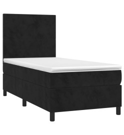 Sommier tapissier avec matelas et LED Noir 80x200cm Velours